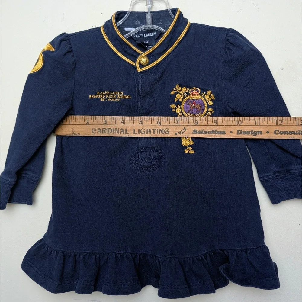 Ralph Lauren Polo Bedford Riding School Collared‎ Ruffle Dress Size 18 Months